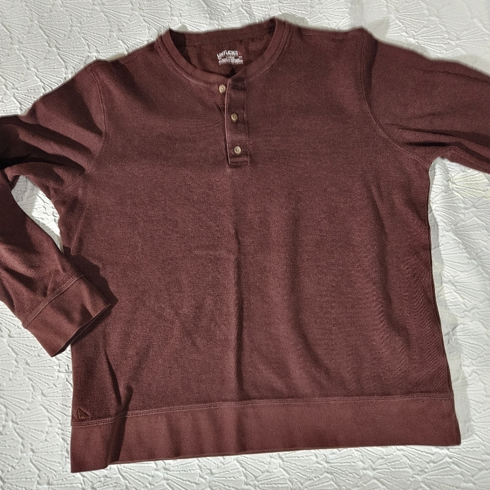UNTUCKit Men's Crewneck Henley Sweater - Burgundy Size Large